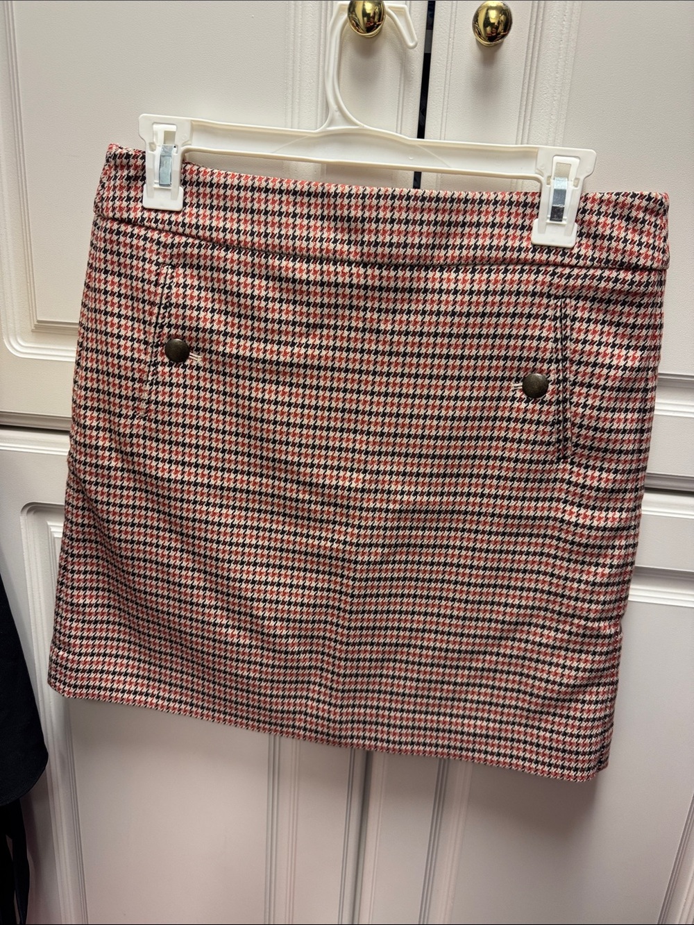LOFT Burnt Orange & Black Houndstooth Mini Skirt